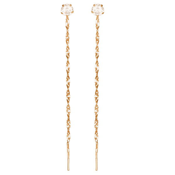 Золотые серьги цепочки с фианитом 024046 детальное изображение ювелирного изделия Золотые серьги с фианитом Золотые серьги цепочки с фианитом 024046 детальное изображение ювелирного изделия Золотые серьги с фианитом