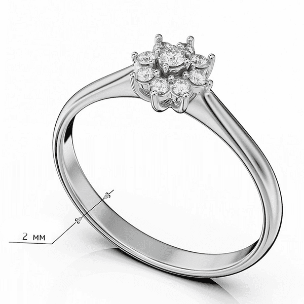 Кольцо в белом золоте с цветком из диамантом Кольцо в белом золоте с цветком из диамантом