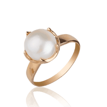 оглядове фото Золота каблучка корона з перлиною 031007