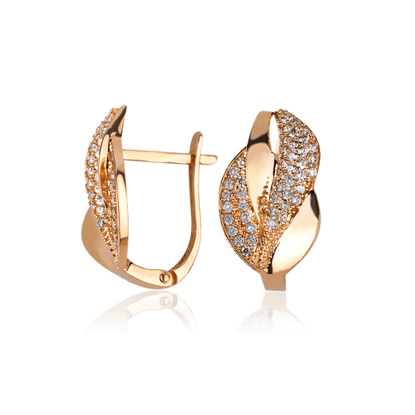 Золотые серьги с цирконом 030554 детальное изображение ювелирного изделия Золотые серьги с фианитом