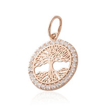 обзорное фото Кулон из красного золота Дерево Жизни с фианитами 032981  Золотые подвески с камнями