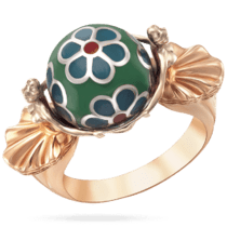 обзорное фото Балетная Гармония золота Эксклюзивное кольцо с разноцветной эмалью и двумя балеринами 039123  Эксклюзивные кольца из золота