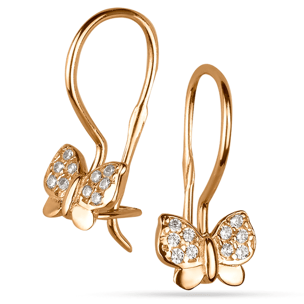 Золотые детские серьги Бабочки з фианитами 038194 детальное изображение ювелирного изделия Серьги с камнями Золотые детские серьги Бабочки з фианитами 038194 детальное изображение ювелирного изделия Серьги с камнями