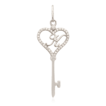 обзорное фото Серебряный кулон-ключ с буквой "К" с фианитами 024773  Серебряные подвески буквы