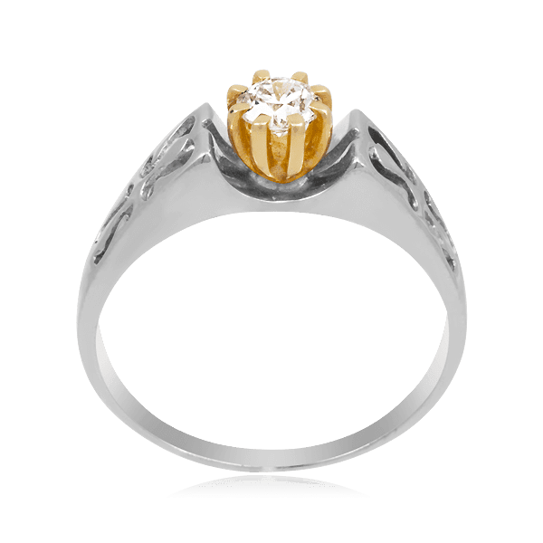 Каблучка з діамантом з білого і жовтого золота 129698 детальне зображення ювелірного виробу Каблучка з діамантом з білого і жовтого золота 129698 детальне зображення ювелірного виробу