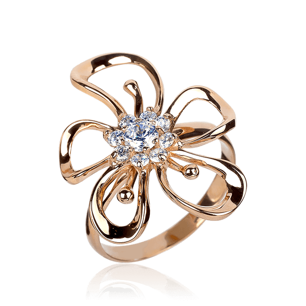 Золотое кольцо с цирконием 358309 детальное изображение ювелирного изделия Золотые кольца с фианитом