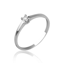 обзорное фото Кольцо из белого золота с бриллиантом R0128  Золотые кольца для помолвки с бриллиантом
