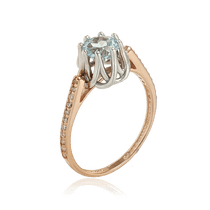 обзорное фото Золотое кольцо с топазом и фианитами 028629 Золотые кольца с топазом обзорное фото Золотое кольцо с топазом и фианитами 028629  Золотые кольца с топазом