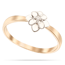 оглядове фото Золота каблучка Квітка з діамантом 036859
