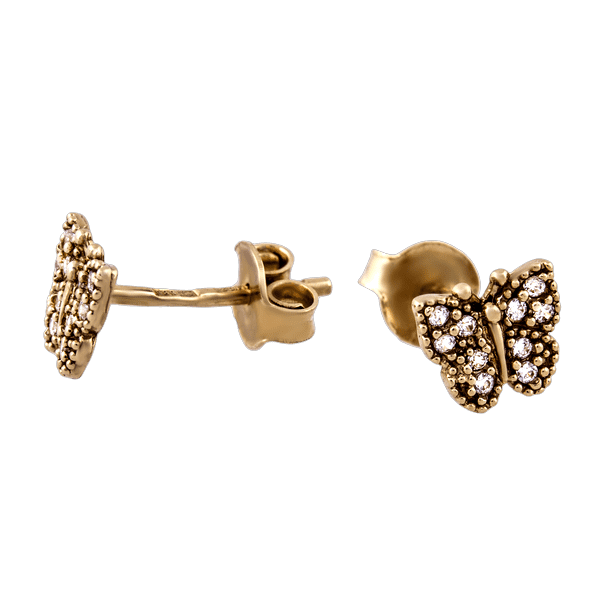 Золотые серьги Бабочки с цирконием 101609 детальное изображение ювелирного изделия Серьги с камнями
