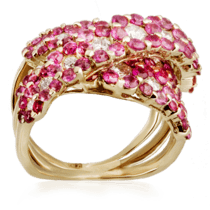 обзорное фото Кольцо с рубинами и бриллиантами 024087  Золотые кольца с рубином