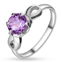 обзорное фото Серебряное кольцо с аметистом "Кинодива" 026873  Серебряные кольца со вставками