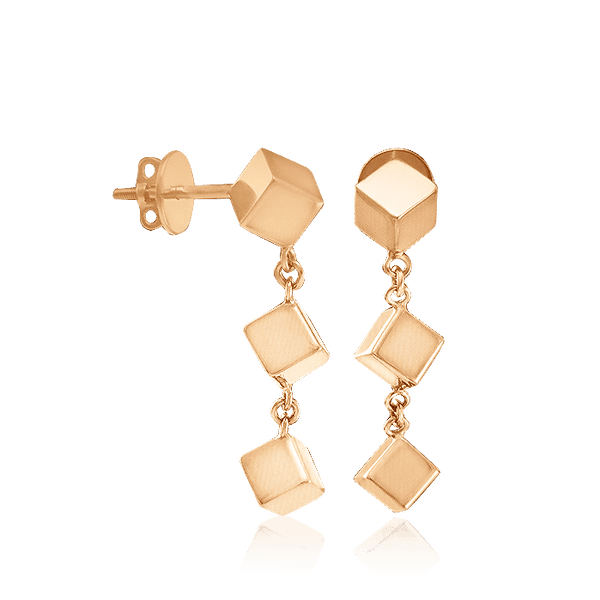 Золотые серьги пусеты Кубики 030112 детальное изображение ювелирного изделия Золотые серьги пуссеты