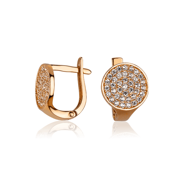 Золотые серьги с фианитами с английским замком 030706 детальное изображение ювелирного изделия Золотые серьги с фианитом Золотые серьги с фианитами с английским замком 030706 детальное изображение ювелирного изделия Золотые серьги с фианитом