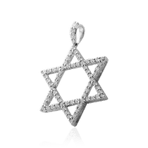 обзорное фото Золотой кулон Звезда Давида с бриллиантами 032987 Золотой кулон Звезда обзорное фото Золотой кулон Звезда Давида с бриллиантами 032987  Золотой кулон Звезда