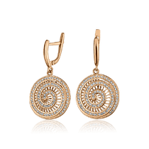 обзорное фото Золотые серьги с фианитами 027891 Золотые серьги с фианитом обзорное фото Золотые серьги с фианитами 027891  Золотые серьги с фианитом