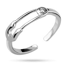 обзорное фото Серебряное кольцо "Булавка" с камешком фианит 040215  Серебряные кольца с фианитом