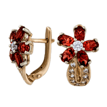 оглядове фото Золоті сережки з гранатом 102437