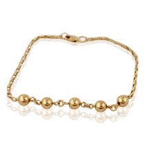 обзорное фото Серебряный браслет с позолотой Шарики 030005  Серебряные женские браслеты