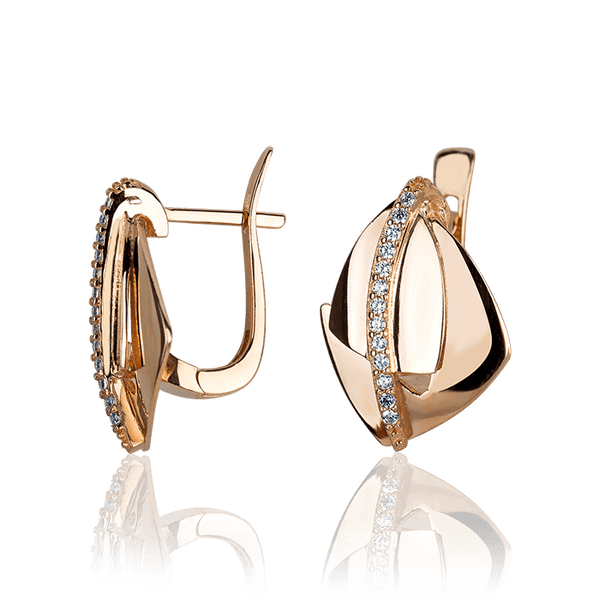 Золотые женские серьги с фианитами 031946 детальное изображение ювелирного изделия Золотые серьги с фианитом Золотые женские серьги с фианитами 031946 детальное изображение ювелирного изделия Золотые серьги с фианитом