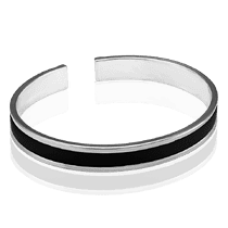 обзорное фото Жесткий серебряный браслет с каучуком без застежки 034552 Серебряные браслеты обзорное фото Жесткий серебряный браслет с каучуком без застежки 034552  Серебряные браслеты