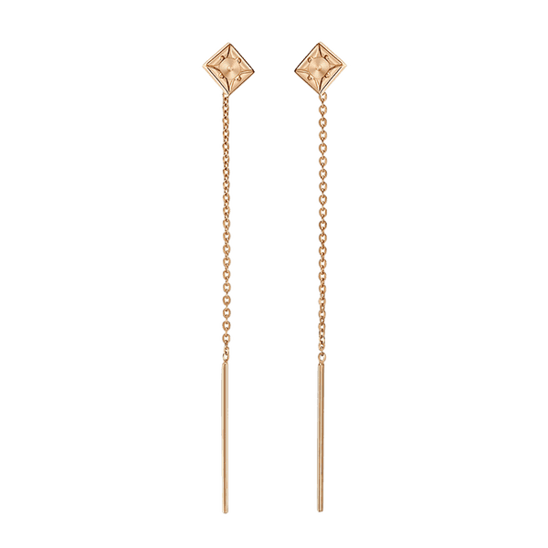 Золотые серьги-протяжки с ромбом и палочкой 040310 детальное изображение ювелирного изделия Золотые серьги без вставок Золотые серьги-протяжки с ромбом и палочкой 040310 детальное изображение ювелирного изделия Золотые серьги без вставок