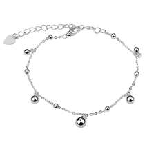 обзорное фото Серебряный браслет женский с шариками разного диаметра и дополнительной цепочкой 039739 Серебряные женские браслеты обзорное фото Серебряный браслет женский с шариками разного диаметра и дополнительной цепочкой 039739  Серебряные женские браслеты