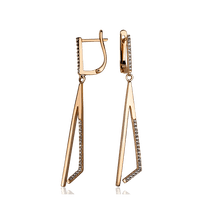 обзорное фото Золотые серьги с фианитами Геометрия 030738 Золотые длинные серьги обзорное фото Золотые серьги с фианитами Геометрия 030738  Золотые длинные серьги