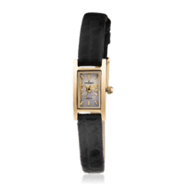 обзорное фото Часы с золотым корпусом и ремешком из натуральной кожи 036174  Золотые часы