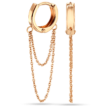 обзорное фото Золотые серьги конго с цепочкой 036080 Золотые серьги обзорное фото Золотые серьги конго с цепочкой 036080  Золотые серьги