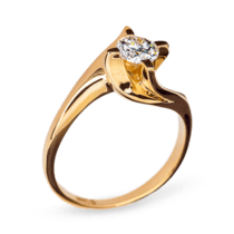 обзорное фото Золотое кольцо с бриллиантом R0569  Золотые кольца для помолвки с бриллиантом