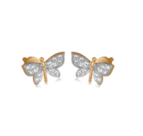 обзорное фото Золотые серьги с цирконием 80301  Золотые серьги с фианитом