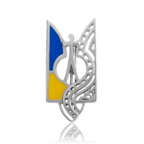 обзорное фото Серебряный значок Герб Украины 029515  Украинская символика из золота и серебра