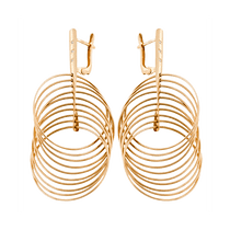 обзорное фото Золотые серьги 480010 Золотые серьги с фианитом обзорное фото Золотые серьги 480010  Золотые серьги с фианитом