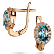 обзорное фото Золотые серьги с топазом и фианитами 030494 Золотые серьги с топазом обзорное фото Золотые серьги с топазом и фианитами 030494  Золотые серьги с топазом