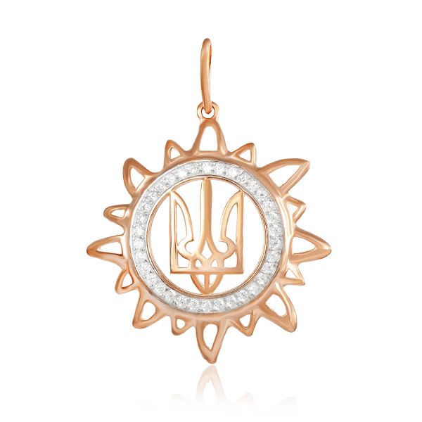 Позолоченный кулон  "Трезубец" с фианитами 024796 детальное изображение ювелирного изделия Украинская символика из золота и серебра