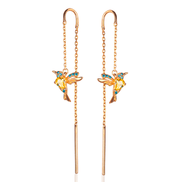 Серебряные серьги в позолоте Колибри с фианитами 037673 детальное изображение ювелирного изделия Серебряные серьги с камнями Серебряные серьги в позолоте Колибри с фианитами 037673 детальное изображение ювелирного изделия Серебряные серьги с камнями