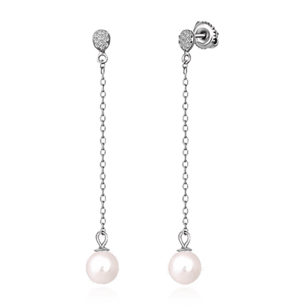 Серебряные серьги цепочка с жемчугом 035677 детальное изображение ювелирного изделия Серебряные серьги Серебряные серьги цепочка с жемчугом 035677 детальное изображение ювелирного изделия Серебряные серьги