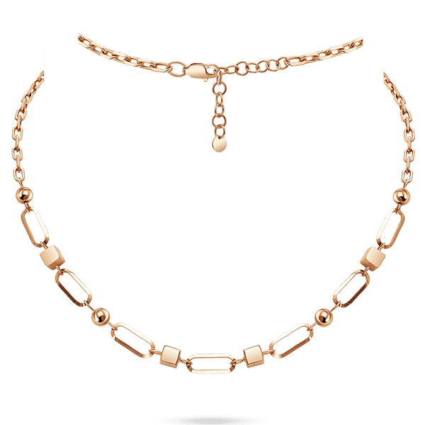 Колье в геометрическом стиле в красном золоте с дополнительной цепочкой 039886 детальное изображение ювелирного изделия Золотое колье без камней Колье в геометрическом стиле в красном золоте с дополнительной цепочкой 039886 детальное изображение ювелирного изделия Золотое колье без камней
