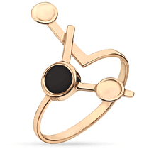 обзорное фото Золотое креативное кольцо с черным агатом 034733 Золотые кольца с агатом обзорное фото Золотое креативное кольцо с черным агатом 034733  Золотые кольца с агатом