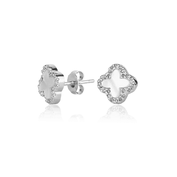 Серебряные серьги гвоздики с белым перламутром 028296 детальное изображение ювелирного изделия Серебряные серьги с камнями