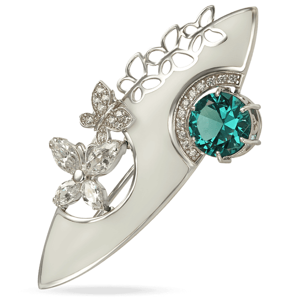 Брошка срібна з емаллю і фіанітами Метелики 034786 детальне зображення ювелірного виробу Брошка срібна з емаллю і фіанітами Метелики 034786 детальне зображення ювелірного виробу