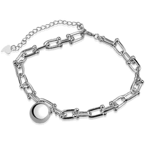 обзорное фото Трендовый якорный серебряный браслет со звеньями и подвеской шарик 038359  Серебряные женские браслеты