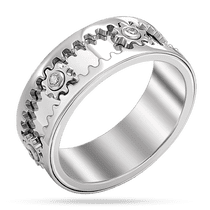 обзорное фото Эксклюзивное золотое кольцо с движущим механизмом, бриллианты и белое золото 040462  Эксклюзивные кольца из золота