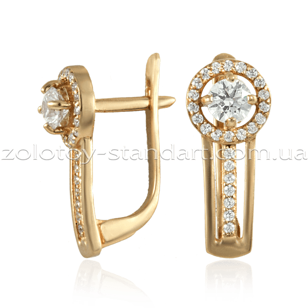Золотые серьги 21276 детальное изображение ювелирного изделия Золотые серьги с фианитом Золотые серьги 21276 детальное изображение ювелирного изделия Золотые серьги с фианитом