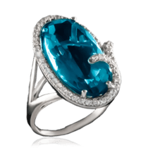 обзорное фото Серебряное кольцо с голубым кварцем 023222  Серебряные кольца со вставками