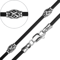 обзорное фото Каучуковый шнурок с серебряными вставками и замком 026100  Шнурки с серебром
