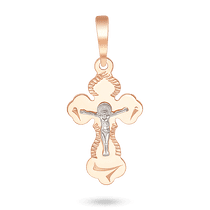 обзорное фото Золотой крестик с Распятием 029573 Детский золотой крестик обзорное фото Золотой крестик с Распятием 029573  Детский золотой крестик