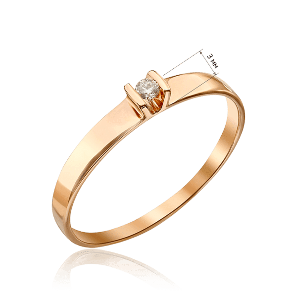кольцо с одним бриллиантом в золоте