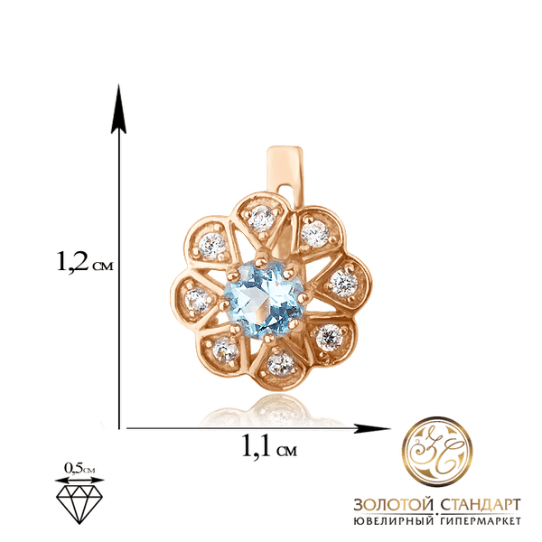 Золоті сережки з топазом 511701 детальне зображення ювелірного виробу